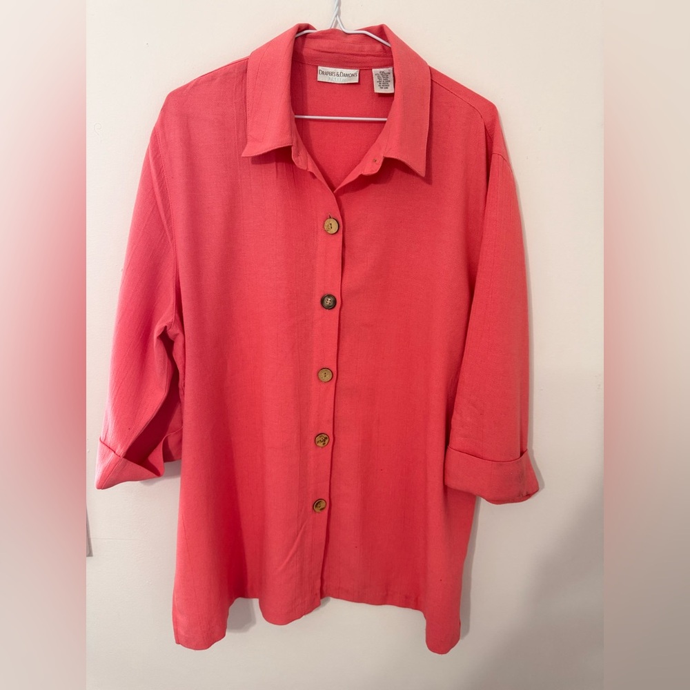 Coldwater Creek Vibrant Coral Button-Down Shirt